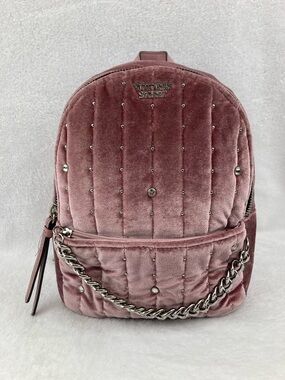 Victoria’s Secret Love Victoria Pink Velveteen Mini Backpack 10” x 8”